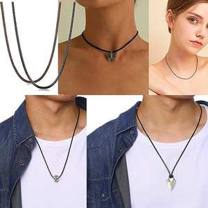 가죽 목걸이 끈과 클라스프, 남녀용 스테인리스 스틸 클라스프가 있는 꼬임 로프 목걸이 - Product Image 6