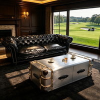 Canapé deux places en cuir véritable de luxe, design britannique classique, style industriel, aspect vieilli, pour salon, chambre ou hôtel