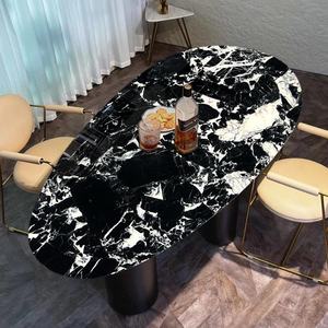 इतालवी लक्जरी काले प्राकृतिक संगमरमर आधुनिक डिजाइन शैली बड़ी 240 सेमी लंबी फ्लैट आवास के लिए सुलभ भोजन तालिका - Product Image 5