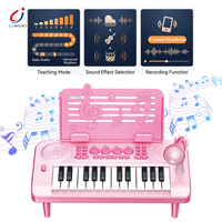 Chengji Small Kids Toys Plastic Musical Instruments Electronic 24 Key Cartoon Microphone Happy Kid Toy Piano Keyboard