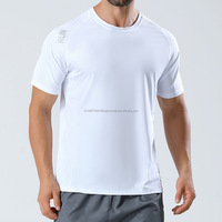 T-shirt unisexe personnalisé en jersey de soie glacée, séchage rapide, respirant, écologique, pour l'été, décontracté, imprimé, pour la gym, le fitness, le sport, col fin