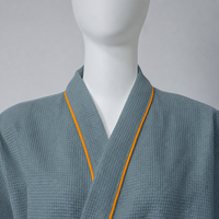 Peignoir de bain gaufré confortable pour hôtel et spa, col kimono, ceinturé, pour couple, toutes saisons