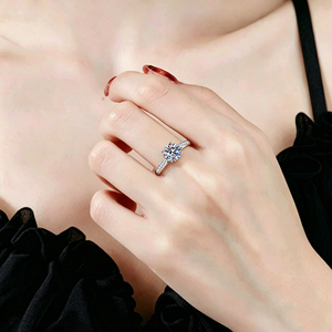 GRA Certificate 0.5CT Moissanite Ring 925 Silver Round Cut Brilliant Ring Fashion Engagement Ring for Woman Tokenof Commitment - Product Image 2