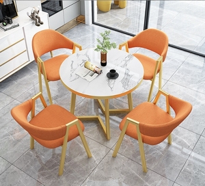 4 Seater Dining <strong>Table</strong> and Chairs Set Cotton Linen Cushion Curved Dining Chair Employee <strong>Canteen</strong> Dining <strong>Table</strong> and Chairs - Product Image 3
