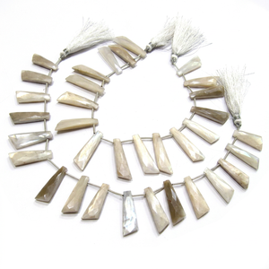 Perles de Pierre de Lune Blanche Naturelle AB Mystique Enduite, Forme Couteau, 10x30mm, Fil de Perles de 10 Pouces de Long, Perles pour la Fabrication de Bijoux Vendues par Fil - Product Image 1