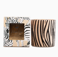Bougie parfumée artisanale de luxe en cire de soja et bois de santal, motif léopard et zèbre, décoration de maison en verre pour Noël