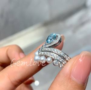 Anillo de oro de 18 quilates con forma de corazón para mujer, con diamantes cultivados en laboratorio certificados por IGI y perlas, una idea de regalo romántica. - Product Image 2