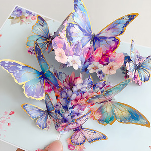 Biglietto d'Auguri 3D Fatto a Mano con Bouquet Floreale, Colibrì e Farfalla Intagliati in Carta, Pieghevole per Tutte le Occasioni Festive - Product Image 5