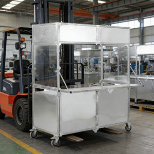 Chariot de vente ambulante pliable et portable en acier inoxydable à quatre roues pour café, crème glacée, hot-dogs, bonbons - Product Image 5