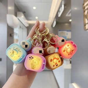 Cute Cartoon Mobile Phone Chain Keychain Night Light Keychain Plastic Pendant for Book Bag Couple Car Keys Hanging Gifts