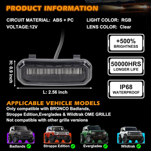Luz de rejilla delantera Rgb para <span class=keywords><strong>Ford</strong></span> Bronco 2021 -2024 Badlands Everglades Stroppr Edition Accesorios de lámpara - Product Image 6