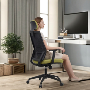 Ergonomic Fabric Office <b>Chair</b> Adjustable Armrest Built-In Headrest Swivel Power Height Adjustment Home Office Contemporary - Product Image 1