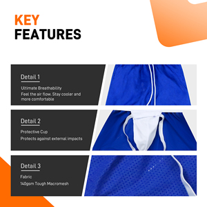 Lõi Thể Thao Tùy chỉnh dệt kim lưới dây rút thoáng khí thân thiện với môi thấp eo Ice Hockey jock quần short 100% Polyester - Product Image 3