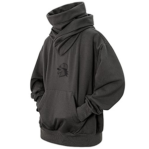 Sweat-shirt à capuche surdimensionné personnalisé pour <span class=keywords><strong>homme</strong></span> avec <span class=keywords><strong>col</strong></span> <span class=keywords><strong>roulé</strong></span>, impression numérique brodée, polaire écologique, sweat-shirt chaud pour l'hiver - Product Image 1