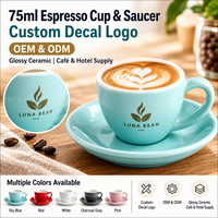 Ensemble tasse et soucoupe à expresso en porcelaine personnalisable Kingze pour café, hôtel, restaurant, barista, service à domicile, tasses à café Demitasse