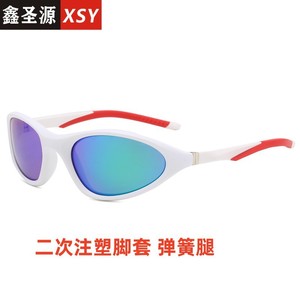Lunettes de soleil sport ovales, monture noire, verres polarisés bleus, protection UV400, utilisation en extérieur, cyclisme - Product Image 5