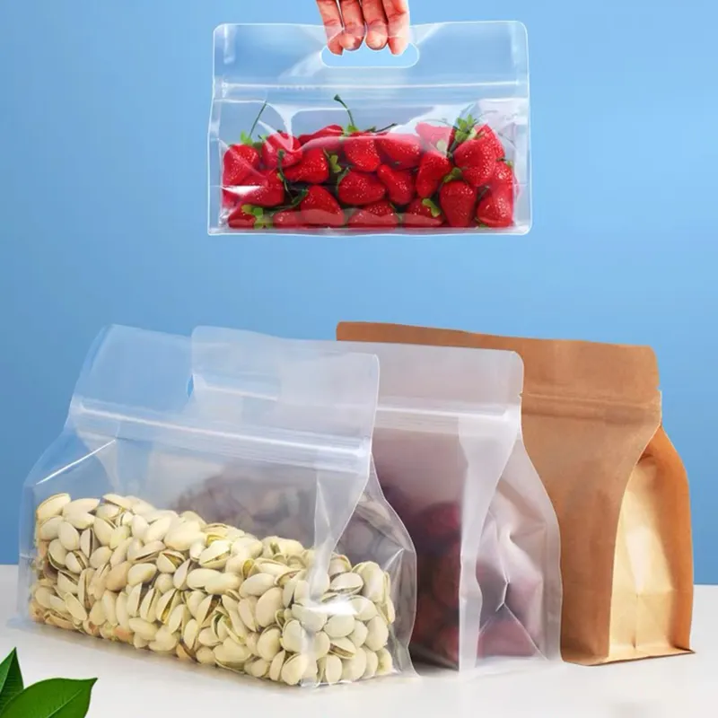 Sacchetti di plastica a prova di odore stampati personalizzati dadi per spezie sacchetto per imballaggio alimentare per frutta secca 18x26 fondo piatto stand up pouch con finestra