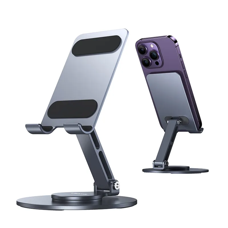 USAMS US-ZJ074 New Products High Quality 360 Rotating Folding Cellphone Metal Stand Desktop Tablet Aluminum Mobile Phone Holder