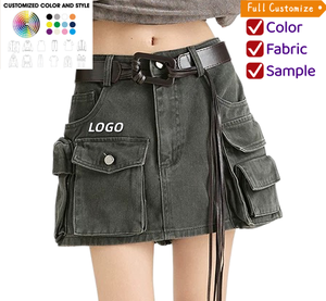 Nouvelle <span class=keywords><strong>jupe</strong></span> cargo <span class=keywords><strong>en</strong></span> <span class=keywords><strong>jean</strong></span> Y2K pour femme, style Hot Girl, <span class=keywords><strong>taille</strong></span> haute, délavée, streetwear décontracté, mini-<span class=keywords><strong>jupe</strong></span> multi-poches - Product Image 1