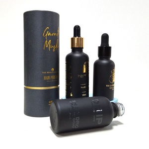 ขวดแก้วใสสีดำอำพันทรงกระบอกแบบมีฝาหยดสำหรับน้ำมันใส่ผม เซรั่มเครื่องสำอาง และน้ำมันหอมระเหย พร้อมบริการปั๊มร้อนลายทองตามสั่ง - Product Image 1