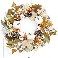 Couronne d'automne blanche avec feuilles d'érable, pommes de pin et baies, pour porte d'entrée, décoration murale style ferme pour Thanksgiving, vente en gros
