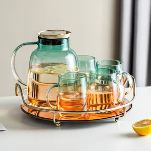 Glass Water Jug with Lid Borosilicate Glasses Water Carafe Pitcher glass pitcher set