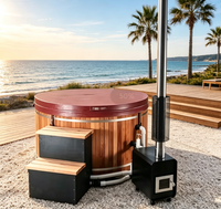 Bain à remous extérieur en bois de cèdre sur mesure avec poêle à bois – Baignoire ronde en bois pour hôtel, complexe hôtelier, jardin et loisirs