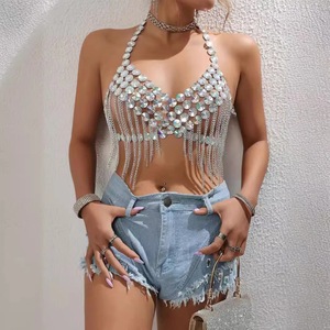 Femmes Sexy Style classique soutien-gorge poitrine <span class=keywords><strong>ventre</strong></span> chaînes <span class=keywords><strong>perle</strong></span> brassière Bikini hauts bijoux de corps pour cadeau de fête plage harnais <span class=keywords><strong>collier</strong></span> - Product Image 1