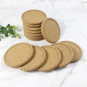 Ruanmu <b>Cork</b> <b>Coasters</b> Round Solid Color Heat Insulating Drinkware Set For Home Office Use - Product Image 5