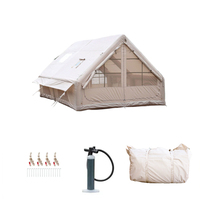 Carpa Inflable Impermeable para Acampar de 129 Pies Cuadrados para 6-8 Personas con Salida para Estufa, Ventanas de Malla y Bomba