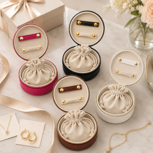 Cajas de Joyería Redondas de PU Hechas a Mano, Ecológicas, de Lujo y Personalizadas, con Logotipo de Marca Personalizado, Embalaje para Pequeñas Empresas y Venta al por Menor - Product Image 4