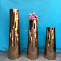 Vase de sol de luxe en acier inoxydable Henge Home Decor, pot de jardin, jardinière, plaqué or, pots à fleurs modernes de grande taille, éclairage LED extérieur