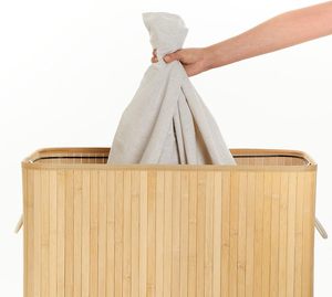 150L Foldable Bamboo <strong>Laundry</strong> Hamper with <strong>3</strong> <strong>Sections</strong> Removable Washable Lining Storage Bin <strong>Laundry</strong> <strong>Basket</strong> - Product Image 4