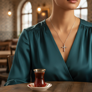 New Fashion Cross Design Pendant <b>Turkish</b> Wholesale 925 Sterling Silver Handcrafted Elegant and Handmade Jewelry - Product Image 3
