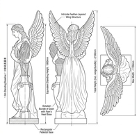 Statue d'ange déesse de la récolte en marbre blanc de qualité supérieure, taille réelle, style occidental, sculpture d'ange ailé sculptée pour parc, hôtel, église