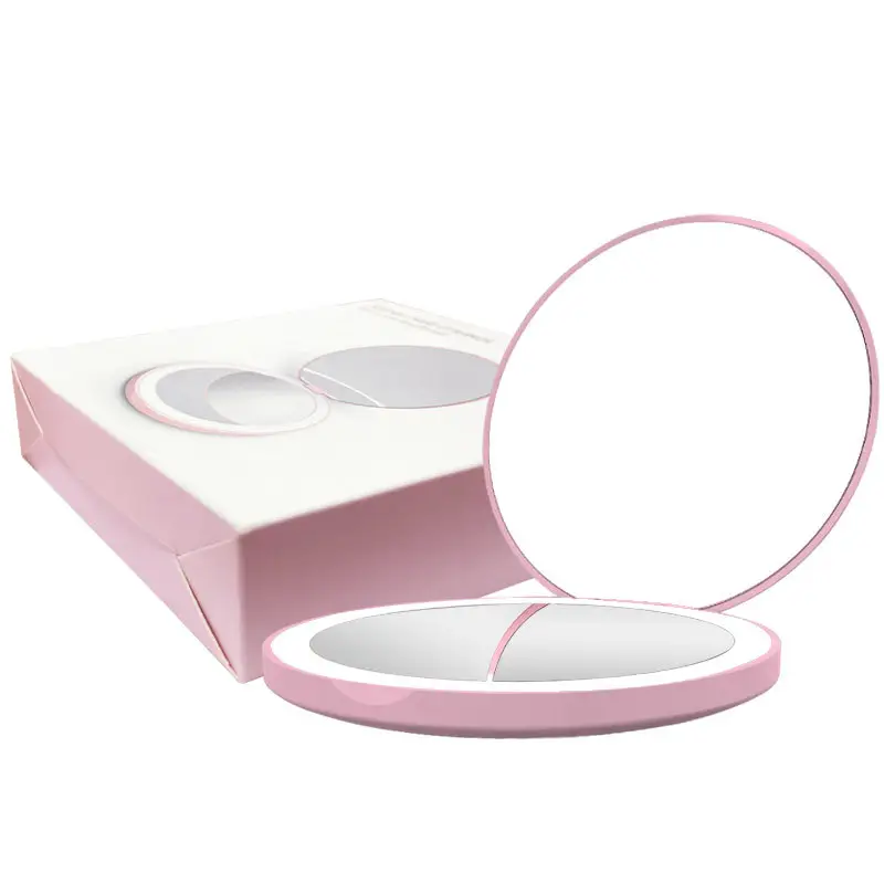 Новое поступление, светодиодное Двухстороннее увеличительное зеркало, зеркало для макияжа, индивидуальный ваш собственный логотип