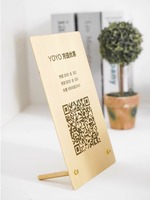 Panneau de table personnalisable en laiton avec code QR, support double face en métal pour menu et numéro de table pour restaurants, bars et cafés