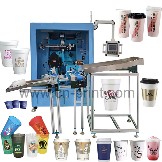 Rotary Multi Stations Disposable Containers Plastic Automatic  Screen Printing Machine for Paper Cup  PP Cup Paper Cup