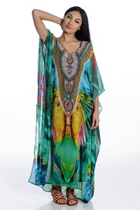 Haute qualité femmes caftan à manches courtes lâche imprimé fleuri Maxi robe caftan pour les femmes grande taille tenue décontracté été caftan robe - Product Image 4