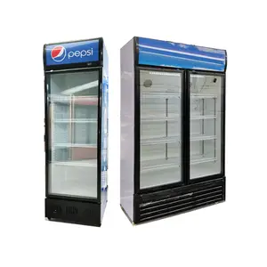 Refrigerador de exhibición de puertas de vidrio, barra de escaparate frío vertical, congelador