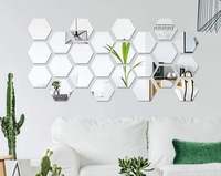 Acrylique DIY Mur Miroir Feuille Auto-Adhésif Laser Cut Hexagones Stickers Muraux pour la Décoration Intérieure