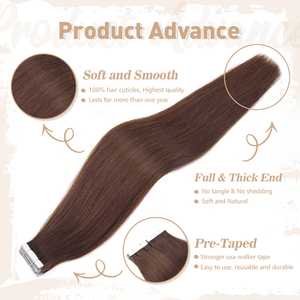 Extensions de cheveux humains vierges Remy de qualité supérieure, double épaisseur, invisibles, à bandes adhésives, lisses, cheveux chinois, qualité supérieure, durables, fabriquées en usine OEM - Product Image 2