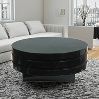 Table basse moderne noire MDF ronde brillante pivotante pliable minimaliste multifonctionnelle pour meubles de maison