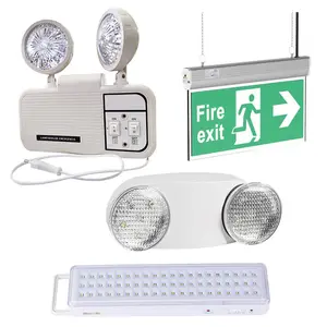 Tablero de señal de salida de fuego, lámpara de luz de emergencia automática, Led de doble cabezal, recargable, montado en la pared, 5w, 7w, 9w, 12w