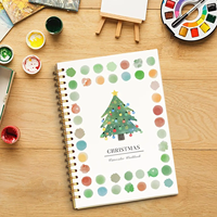 Cahier d'exercices d'aquarelle de Noël, reliure spirale, avec exercices guidés, 28 pages, papier aquarelle, cadeau pour adolescents et adultes