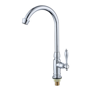 Grifo de lavabo cromado monomando de 4 orificios para encimera con válvula de cerámica estilo jarrón - Product Image 3