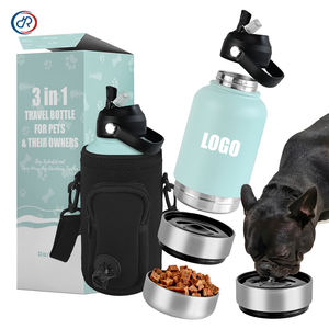 OKKPETS, botella de agua portátil 3 en 1 con logotipo personalizado de 32Oz, alimentador de mascotas, tazón de viaje, botella de perro aislada - Product Image 1