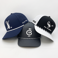 Gorras de Béisbol Blancas Lisas de 5 Paneles, Impermeables, con Corte Láser, Gorra de Golf con Cordón, Logotipo Personalizado para Torneos, Venta al Por Mayor
