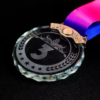 Médailles et plaques en cristal à facettes diamantées, souvenirs personnalisés avec logo, cadeaux, médailles étoile en verre, trophées vierges en cristal en stock