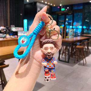 Anime Figure 3D Cartoon Pendentif Accessoires Cute Football Action Figures Messi <span class=keywords><strong>Ronaldo</strong></span> Football Star Keyring Rubber Keychain - Product Image 5